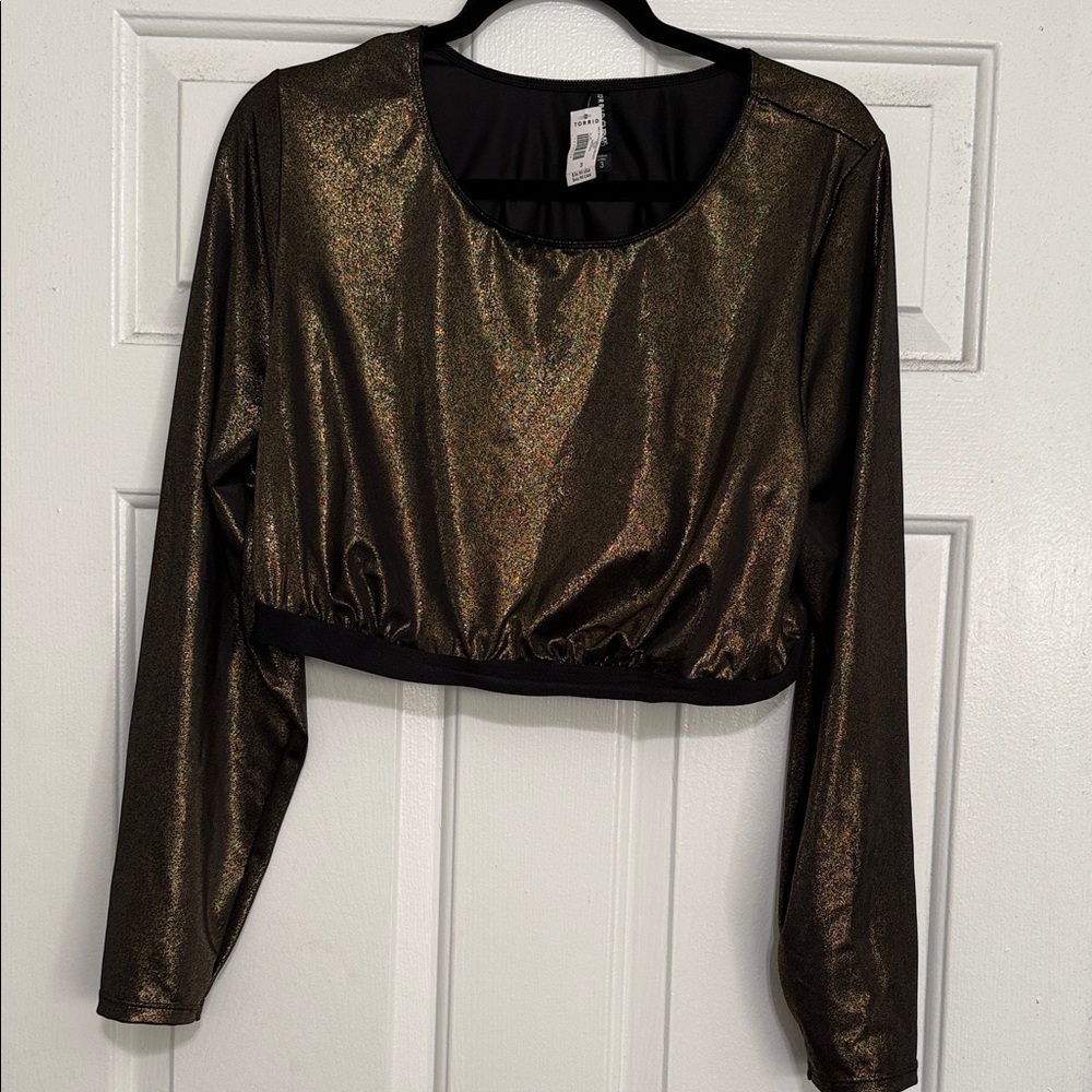 Torrid Metallic Black and Gold Top